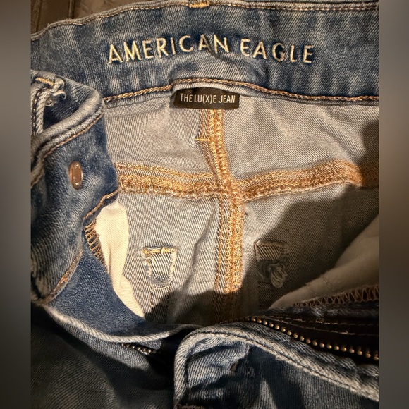 American Eagle Outfitters Light Blue Distressed Jeggings - Picture 3 of 5
